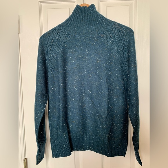 NWT Orwya Blue mock neck sweater with gold flecks, M (fits like an S) - Picture 6 of 10